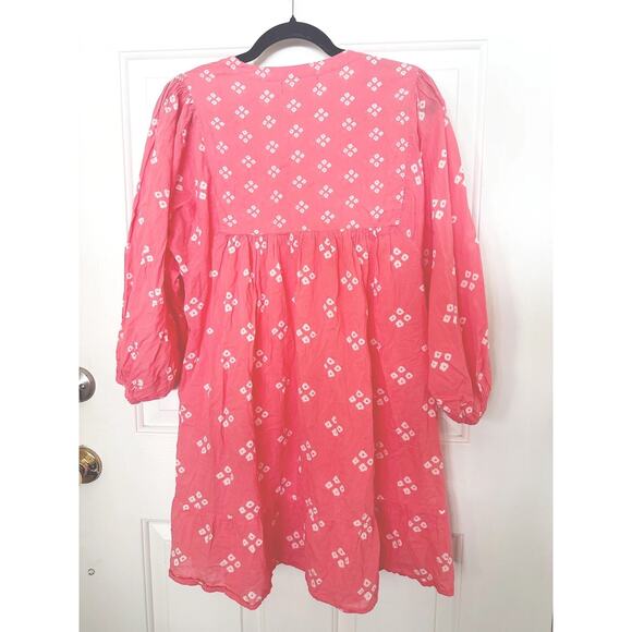 Ro's Garden Dress Womens Medium Pink Boho Peasant Tunic Tassel Beach Cover Up - Picture 4 of 6